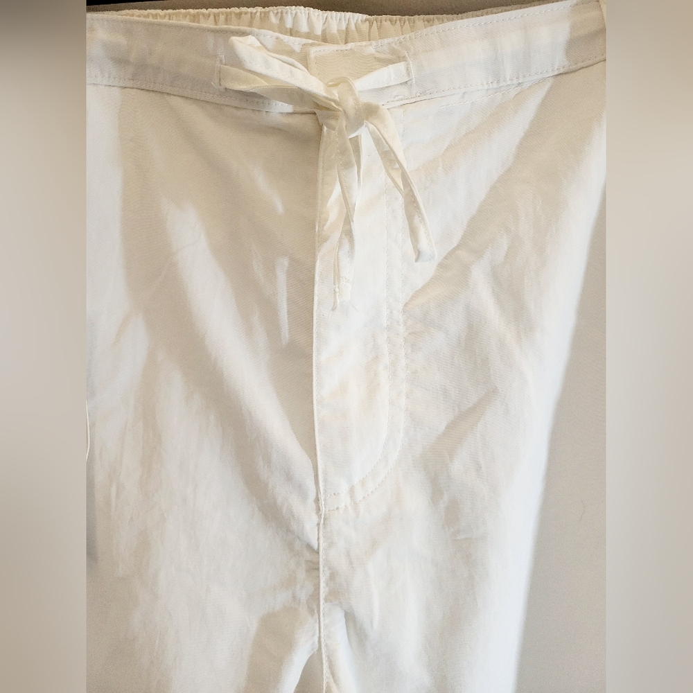ZARA High Waisted Drawstring Side Cinch White Capri Pants size XXL - Picture 3 of 14